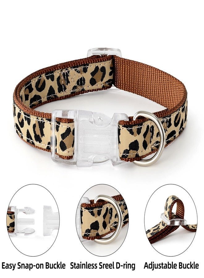 مايل هاي لايف طقم طوق ومقود للكلاب من مايل هاي لايف بنقشة جلد النمر، طوق قابل للتعديل يمنع الشد، مناسب للكلاب الصغيرة، سهل التحكم أثناء التدريب والمشي (بني، مقاس متوسط، محيط الصدر 15-21 بوصة، محيط الرقبة 13-17 بوصة). - Image 3